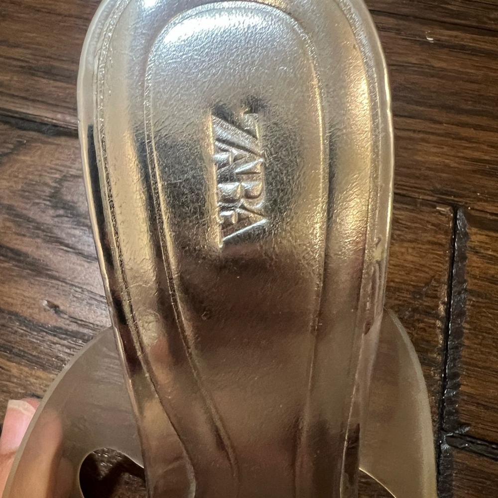 Zara Gold Metallic Heels with Contoured Footbed